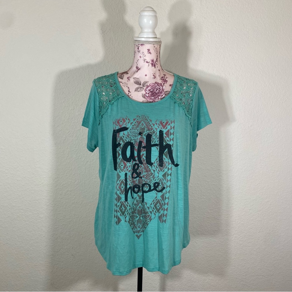 Level Eight sz:1X Faith & Hope Short Sleeve Top